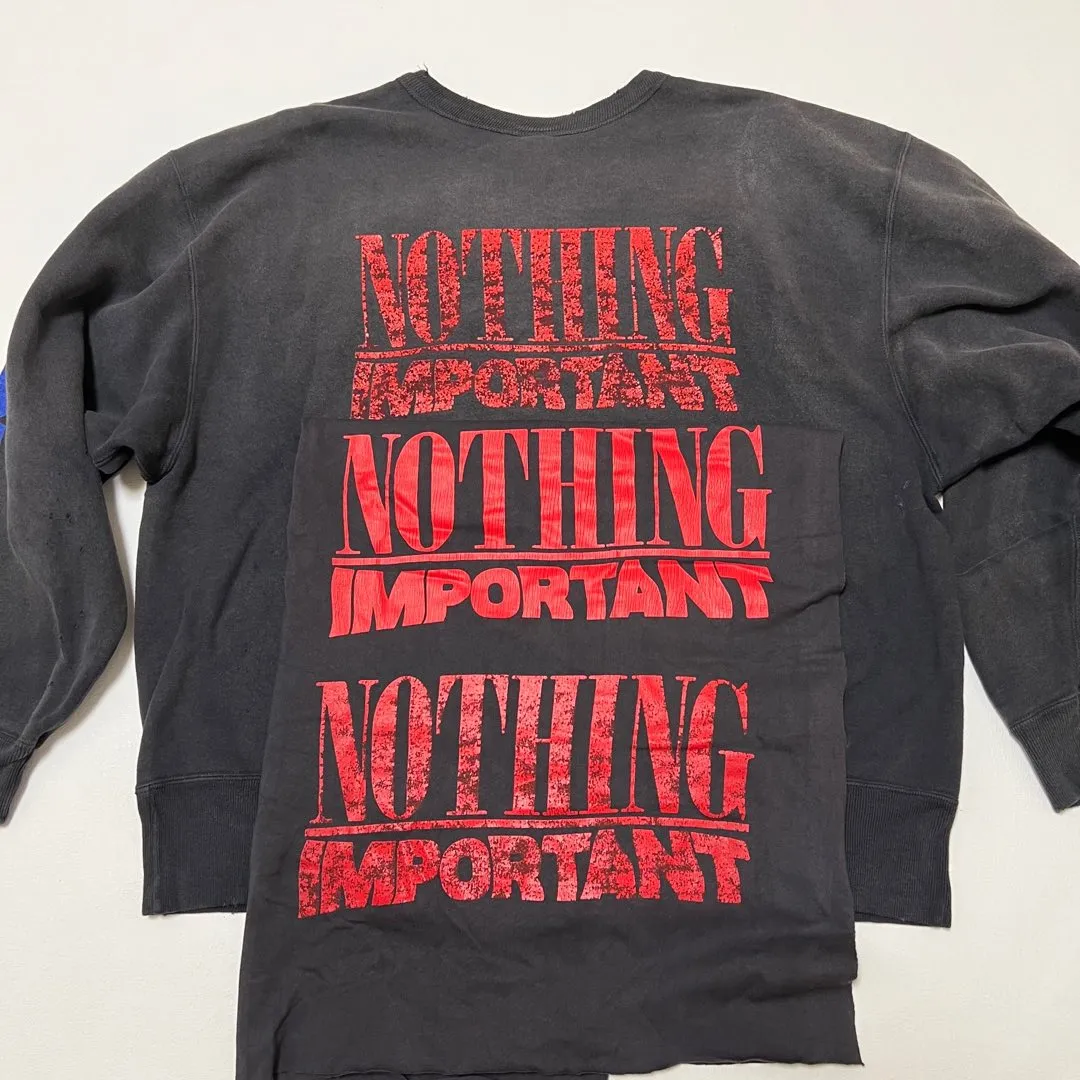 Top print restoration SAINT Mxxxxxx × Kosuke Kawamura KK_CRW SWT/NOTHNG IMP/BLK joint model Holy Infant Tadpole retro sweatshirt washed black S-XL
